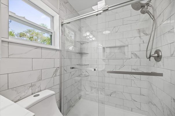 Bathroom, Glass Shower, Interior, Marble Walls