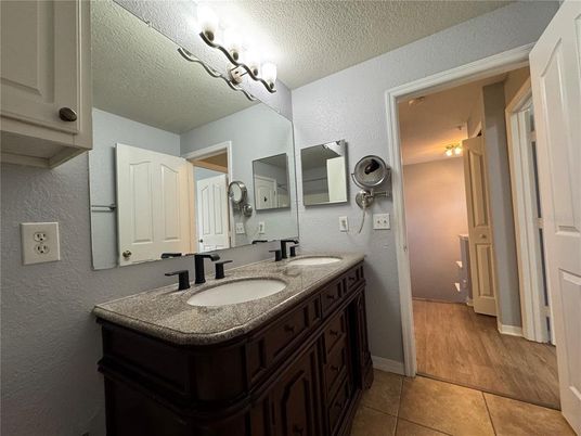Bathroom, Dual Sink Vanities, Interior, Wood Texture Flooring