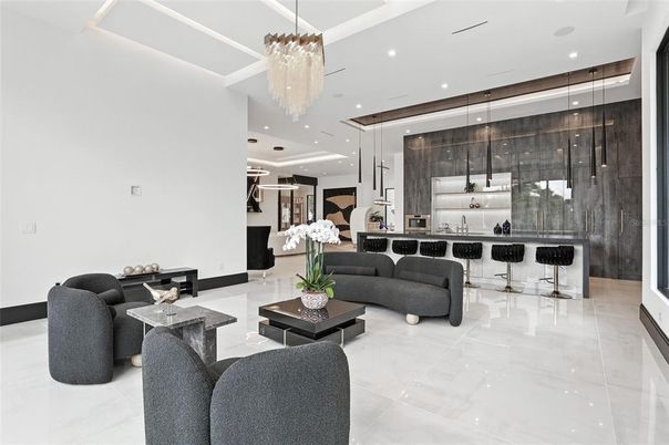 Chandelier, Interior, Kitchen, Living room, Marble, Recessed Lighting