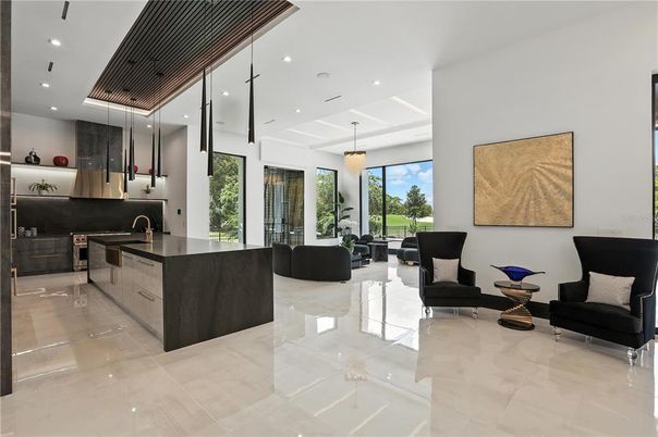Interior, Kitchen, Living room, Pendant Lights, Recessed Lighting