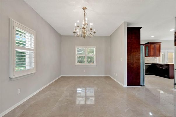 Chandelier, Empty room, Interior, Kitchen, Recessed Lighting