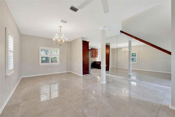Chandelier, Empty room, Interior, Kitchen