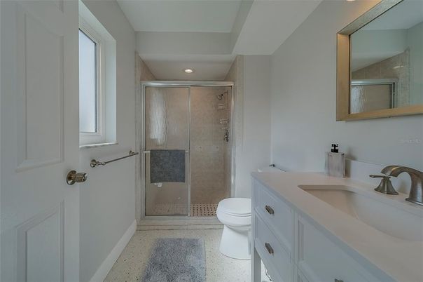 Bathroom, Glass Shower, Interior, Recessed Lighting