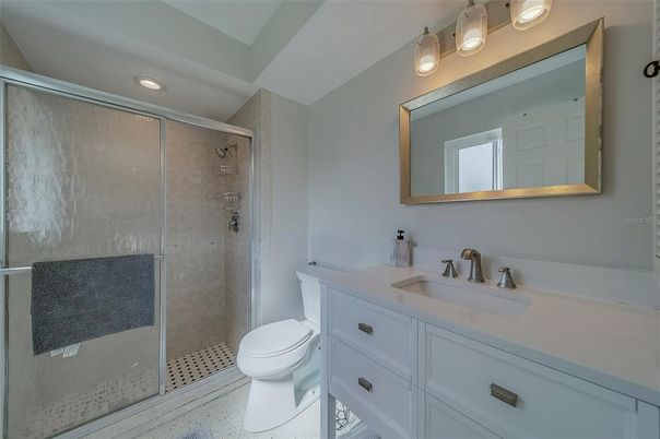 Bathroom, Glass Shower, Interior, Recessed Lighting