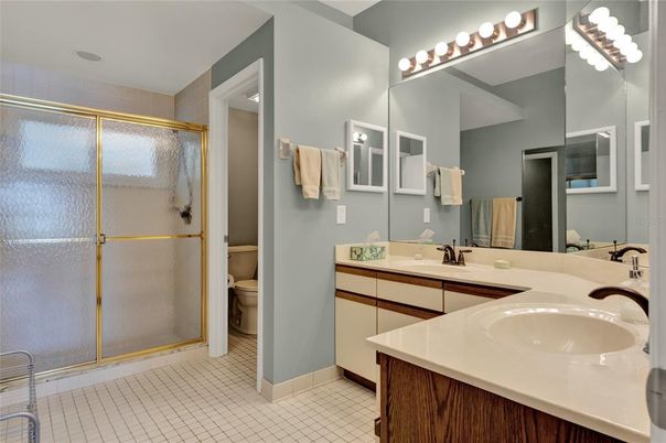 Bathroom, Dual Sink Vanities, Glass Shower, Interior