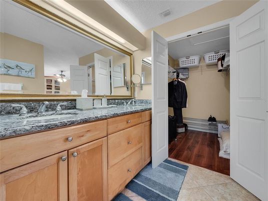 Bathroom, Dual Sink Vanities, Interior, Wood Texture Flooring