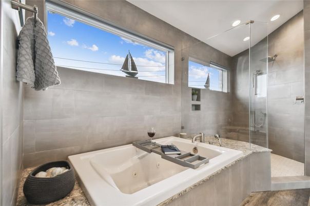Bathroom, Glass Shower, Interior, Recessed Lighting