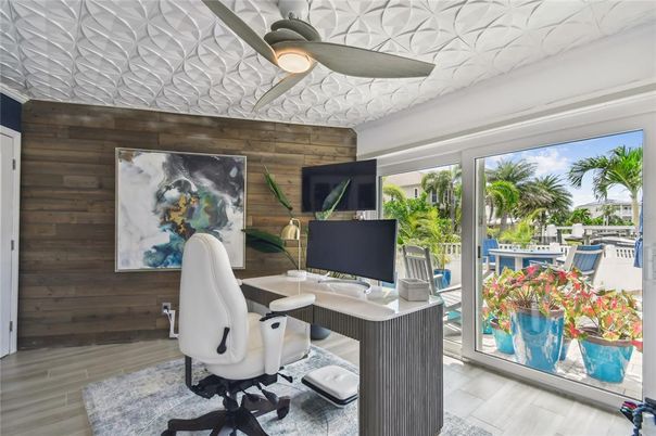 Home Office, Interior, Wood Texture Flooring, Wooden Walls