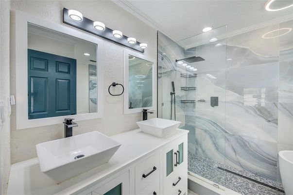 Bathroom, Glass Shower, Interior, Recessed Lighting