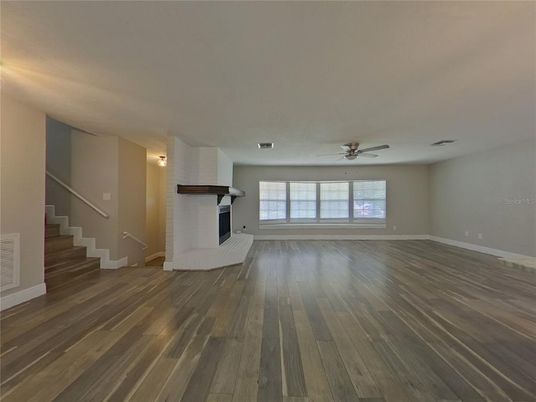 Empty room, Fireplace, Interior, Wood Texture Flooring