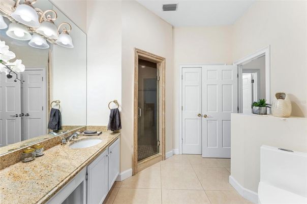 Bathroom, Dual Sink Vanities, Glass Shower, Interior