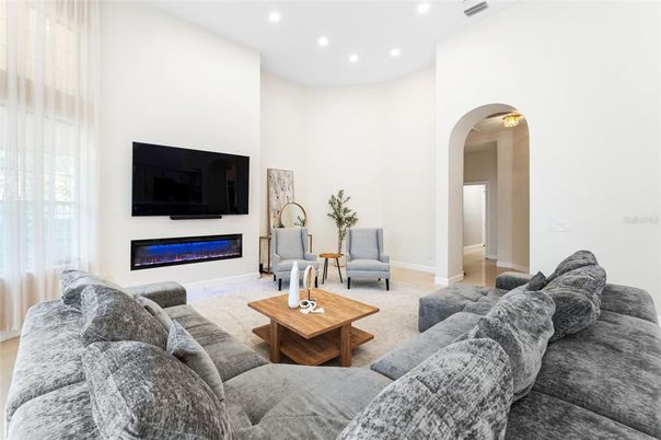 Fireplace, Interior, Living room, Recessed Lighting