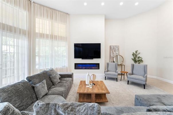 Fireplace, Interior, Living room, Recessed Lighting
