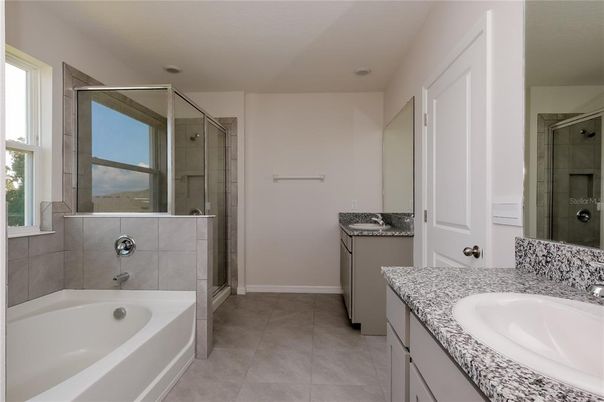 Bathroom, Dual Sink Vanities, Glass Shower, Interior