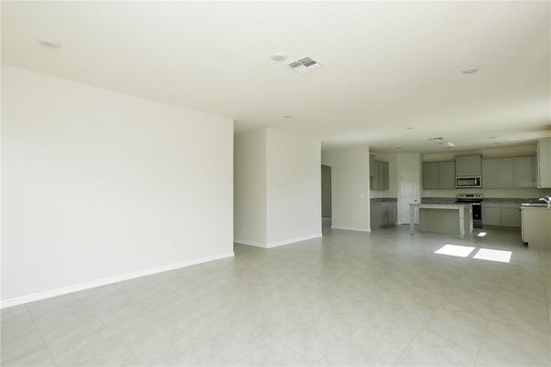 Empty room, Interior, Kitchen, Recessed Lighting, Stainless Steel Appliances