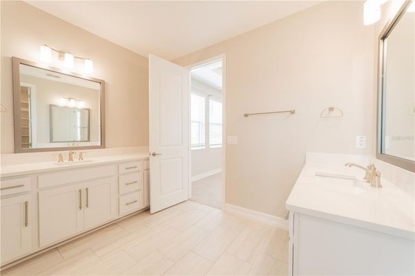 Bathroom, Dual Sink Vanities, Interior, Wood Texture Flooring