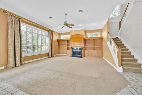 Empty room, Fireplace, Interior, Recessed Lighting