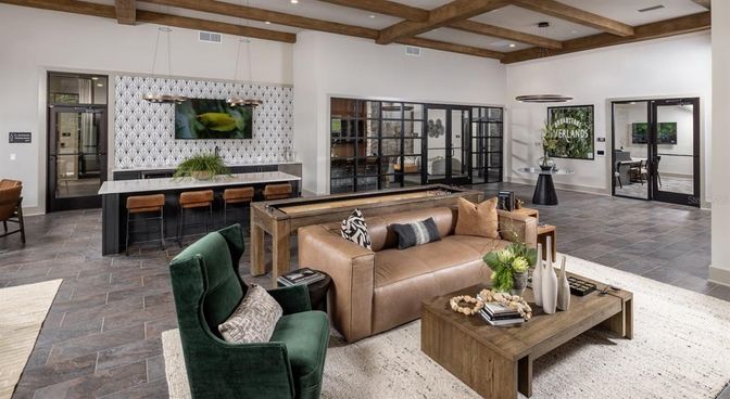 Interior, Kitchen, Living room, Pendant Lights, Recessed Lighting, Wooden Beams