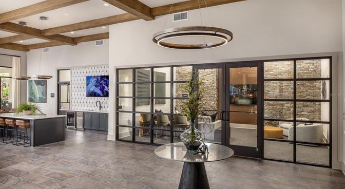 Interior, Pendant Lights, Recessed Lighting, Wooden Beams