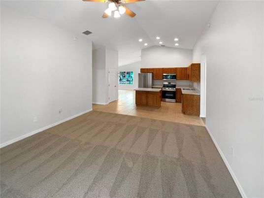 Empty room, Interior, Kitchen, Recessed Lighting