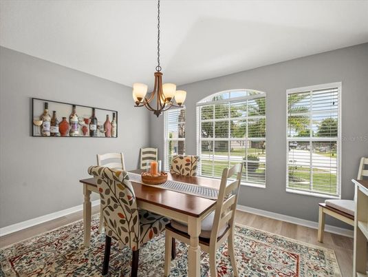 Chandelier, Dining room, Interior, Pendant Lights, Wood Texture Flooring