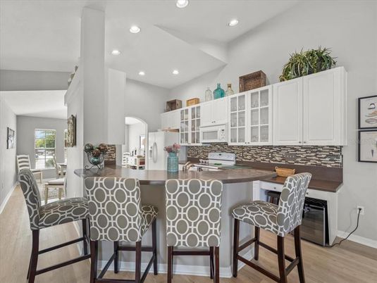 Interior, Kitchen, Recessed Lighting, Wood Texture Flooring