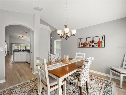Chandelier, Dining room, Interior, Wood Texture Flooring