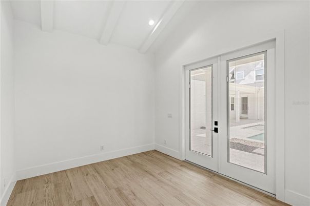 Empty room, Interior, Recessed Lighting, Wood Texture Flooring