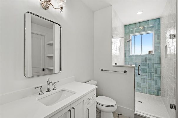 Bathroom, Glass Shower, Interior, Recessed Lighting