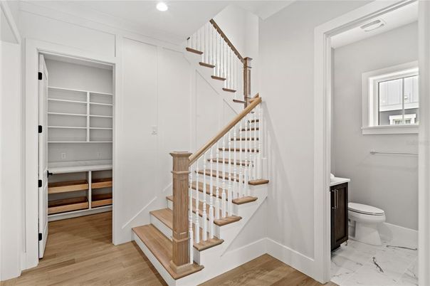 Interior, Marble, Recessed Lighting, Wood Texture Flooring