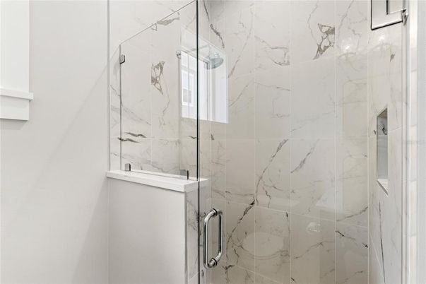 Bathroom, Glass Shower, Interior, Marble Walls