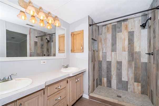 Bathroom, Dual Sink Vanities, Interior, Wood Texture Flooring