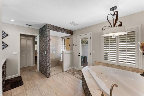 Bathroom, Glass Shower, Interior, Recessed Lighting