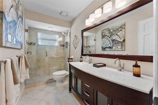 Bathroom, Dual Sink Vanities, Glass Shower, Interior