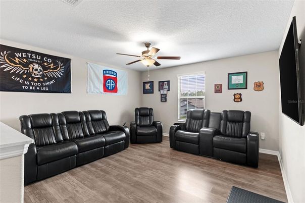 Home Theatre Room, Interior, Wood Texture Flooring