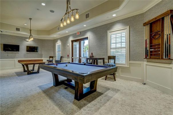 Billiard Table, Game Room, Interior, Pendant Lights, Recessed Lighting