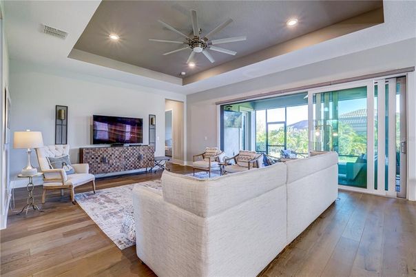 Interior, Living room, Recessed Lighting, Wood Texture Flooring