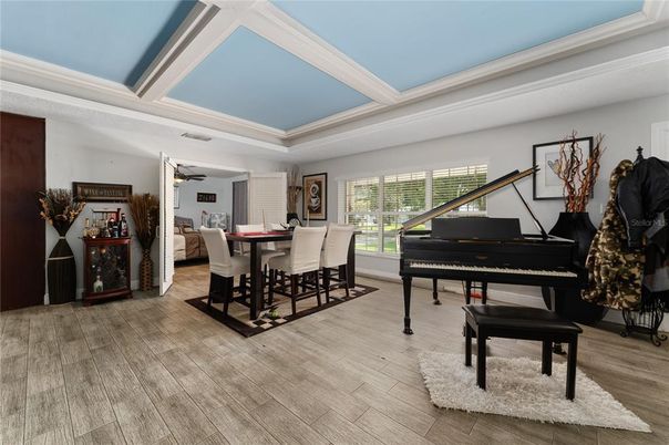 Dining room, Interior, Piano, Wood Texture Flooring
