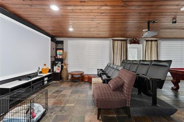 Interior, Living room, Recessed Lighting, Wooden Ceilings