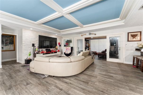 Interior, Living room, Recessed Lighting, Wood Texture Flooring