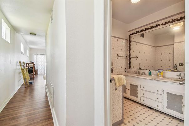 Bathroom, Dual Sink Vanities, Interior, Wood Texture Flooring