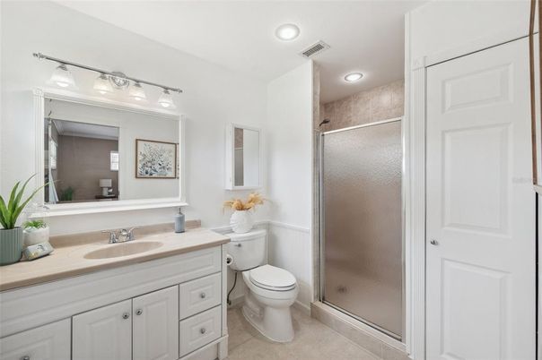 Bathroom, Glass Shower, Interior, Recessed Lighting