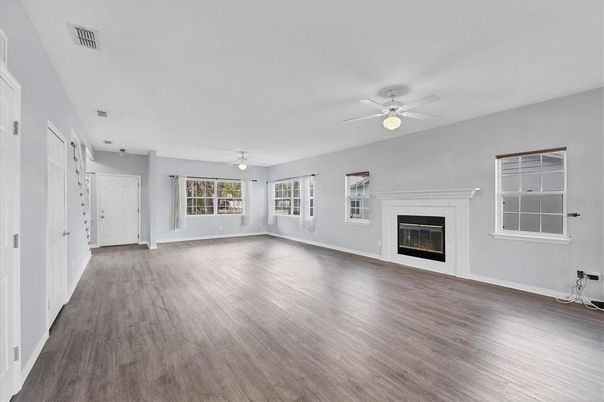 Empty room, Fireplace, Interior, Wood Texture Flooring