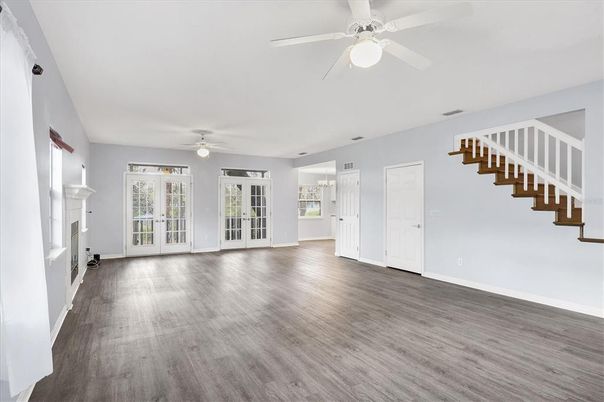 Empty room, Fireplace, Interior, Wood Texture Flooring