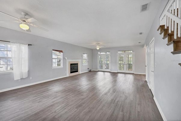 Empty room, Fireplace, Interior, Wood Texture Flooring