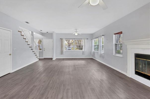 Empty room, Fireplace, Interior, Wood Texture Flooring