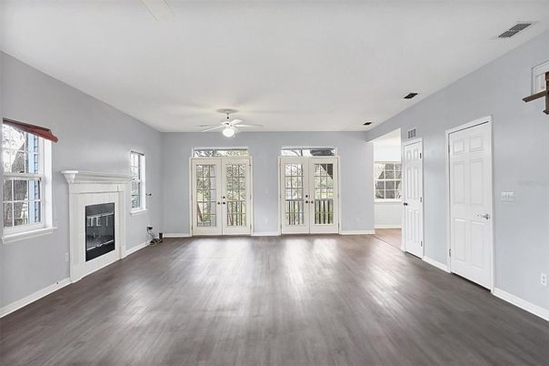 Empty room, Fireplace, Interior, Wood Texture Flooring