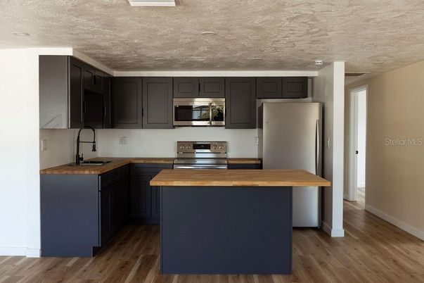 Interior, Kitchen, Stainless Steel Appliances, Wood Texture Flooring