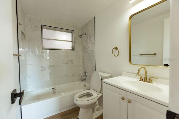 Bathroom, Interior, Marble Walls, Wood Texture Flooring