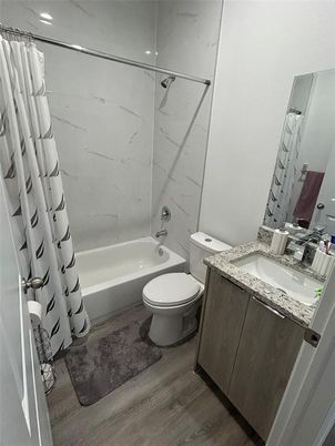 Bathroom, Interior, Marble Walls, Wood Texture Flooring
